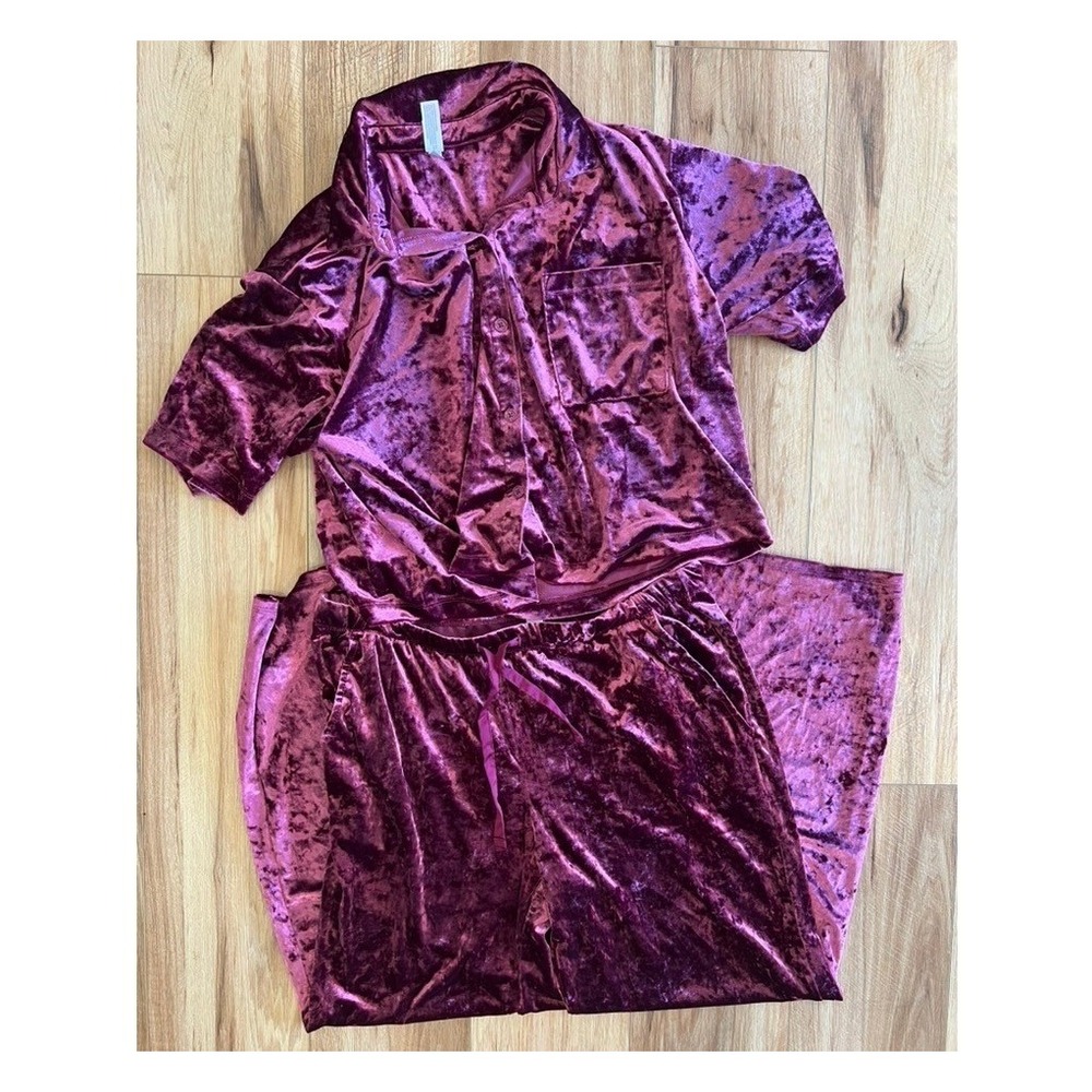 Pajama Set LG Purple Crushed Velvet Short Sleeve Whimsigoth Fairy‎ Grunge Cozy